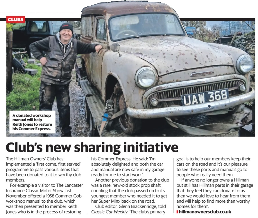 The Hillman Owners Club - News